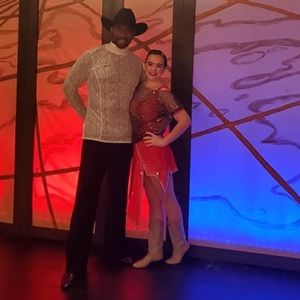 Red and black ballroom costume